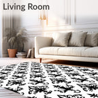 Classic Black White Fleur-de-lis Pattern Rug