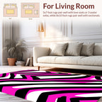 Bold Pink Black White Graphic Pattern Rug