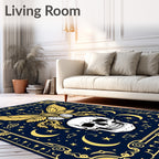 Mysterious Night Sky Moth Skull Design Rug