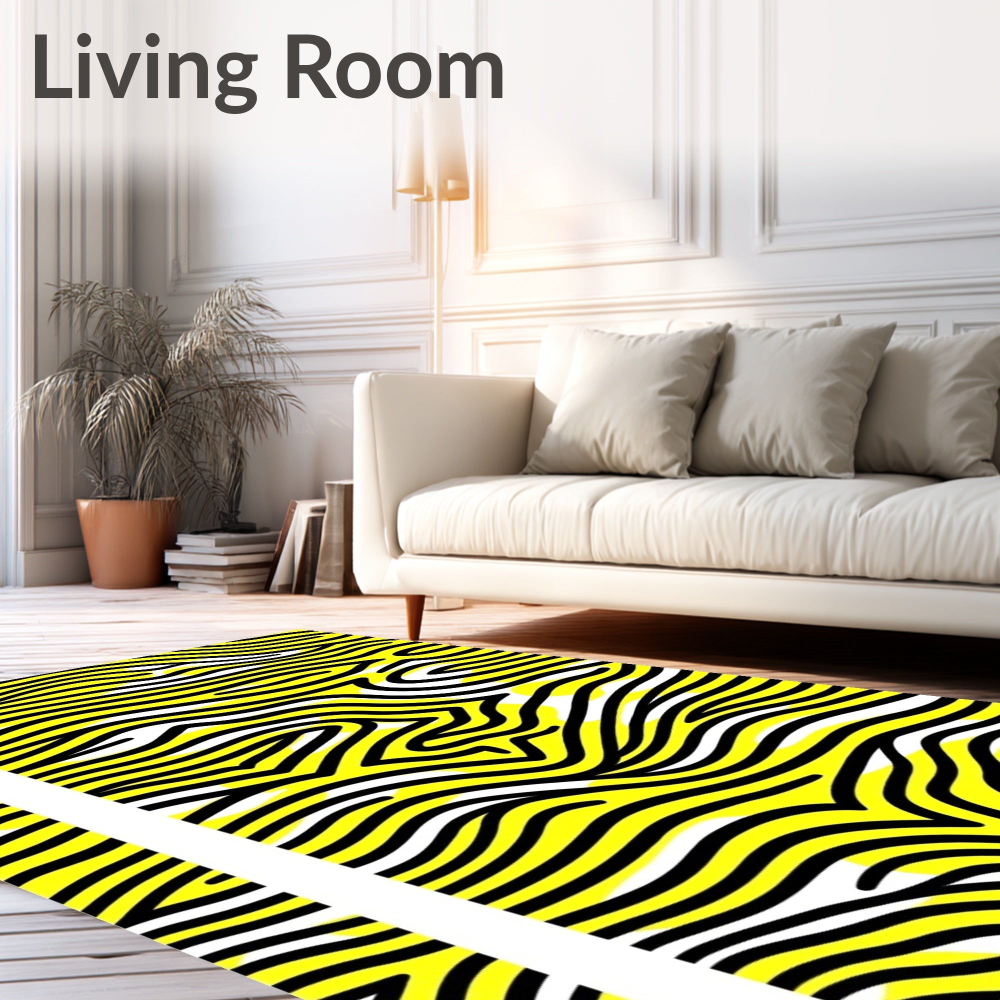 Bold Yellow Black Wavy Stripes Rug