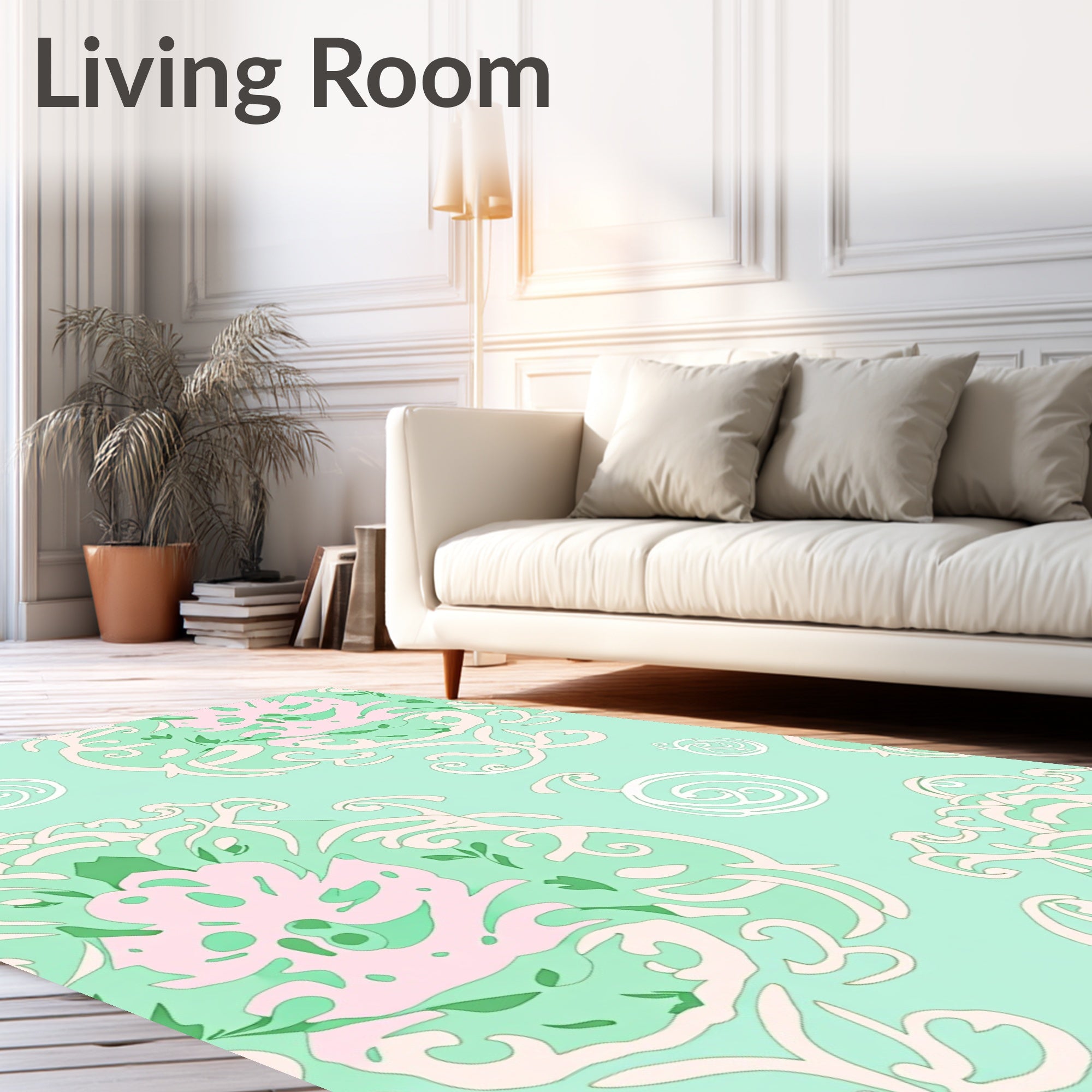 Soft Floral Swirls Pattern Rug
