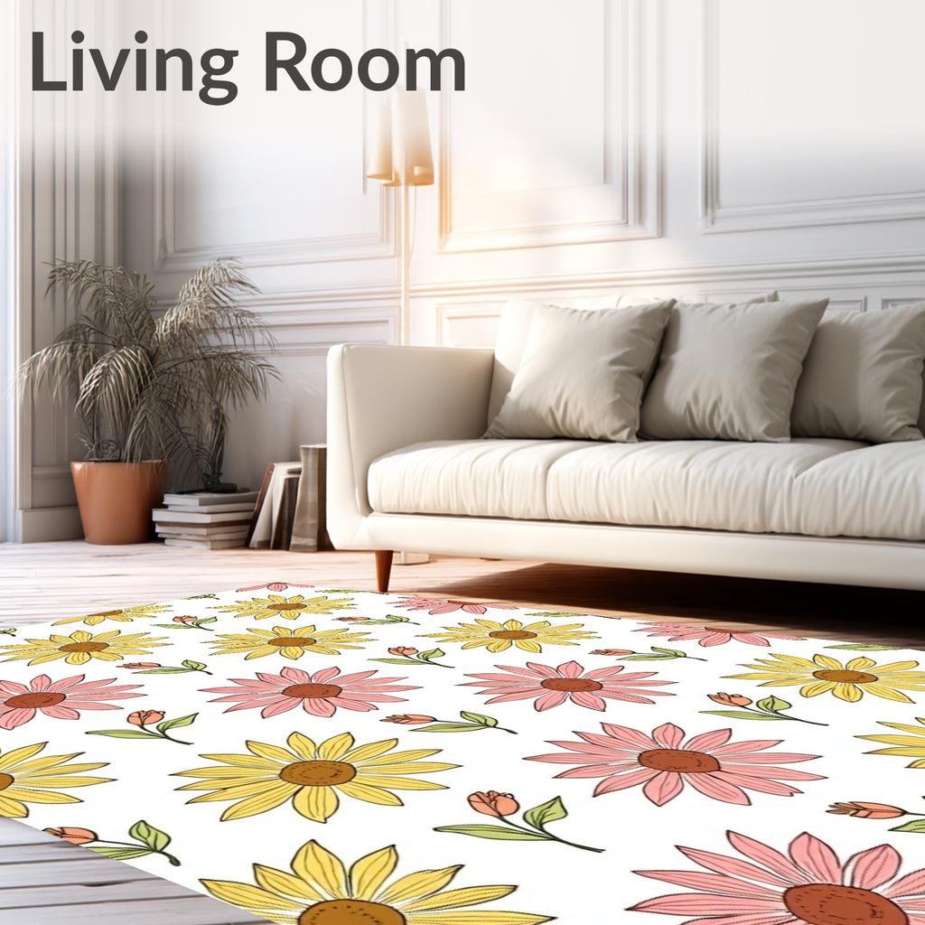 Daisies And Buds Pattern Rug