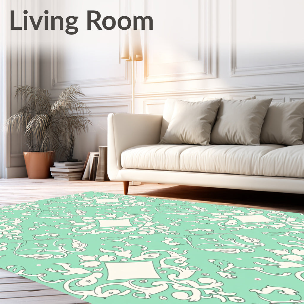 Ornate Floral Diamond Pattern Rug