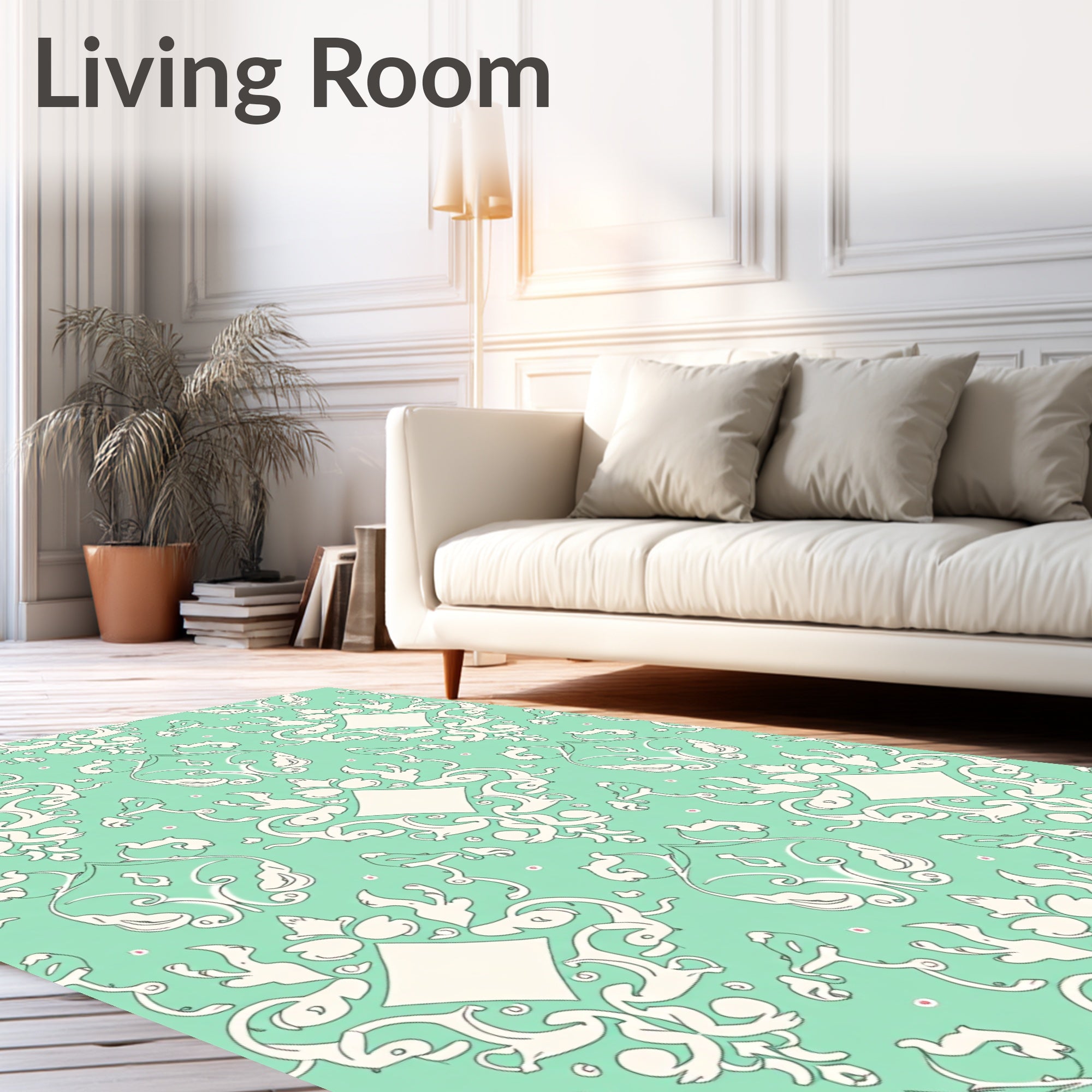 Ornate Floral Diamond Pattern Rug