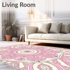Pink Cream Mandala Pattern Design Rug