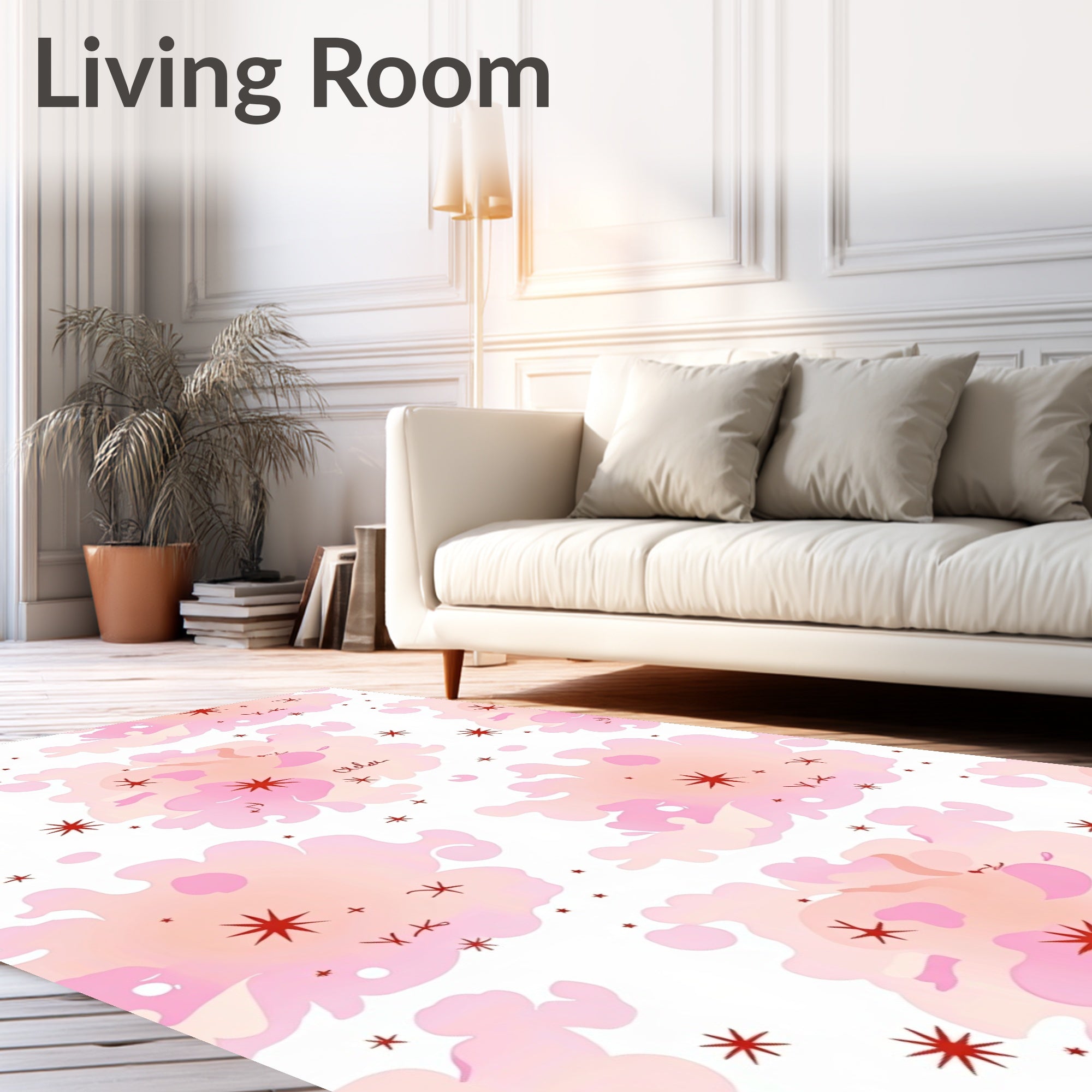 Pink Cloud Stars Design Rug