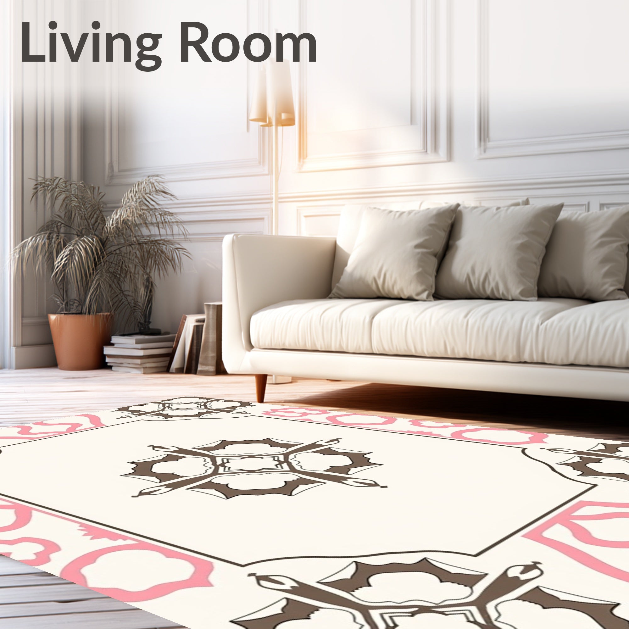 Ornate Floral Scroll Pattern Rug