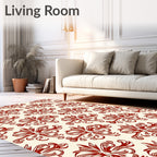 Ornate Floral Swirl Red Pattern Rug