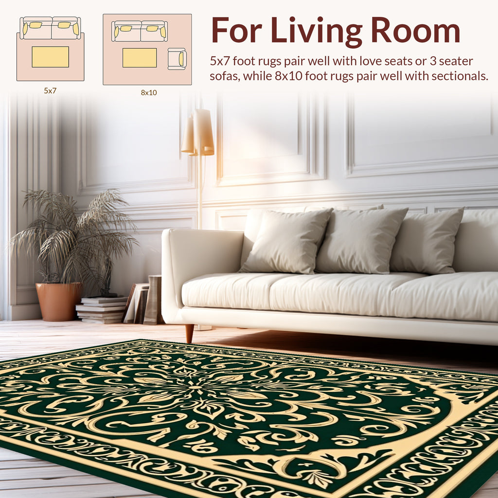 Elegant Ivory Floral Pattern Rug