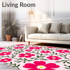 Vibrant Blooms Greenery Pattern Rug