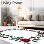 Floral Vine Geometric Pattern Border Rug