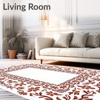 Ornate Floral Vines Border Rug