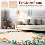 Elegant Floral Whimsical Border Design Rug