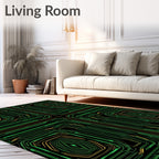 Green Circuit Board Geometric Hexagon Rug
