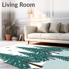 Winter Forest Snowflake Pattern Rug