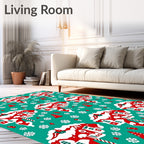Winter Snowy Gingerbread House Scene Rug