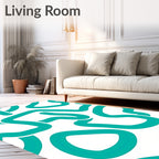 Abstract Turquoise Flowing Lines Rug