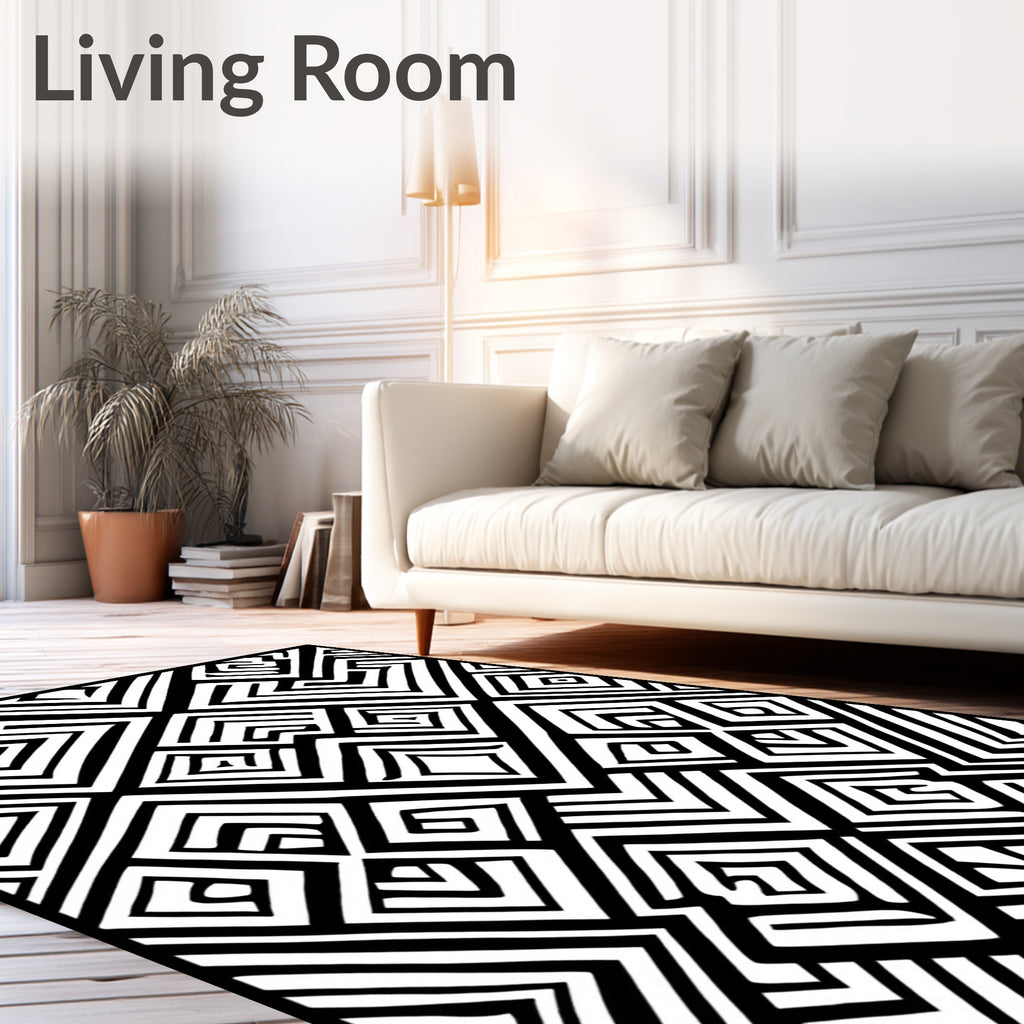Bold Geometric Maze Pattern Rug