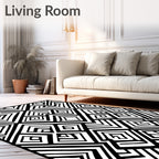 Bold Geometric Maze Pattern Rug