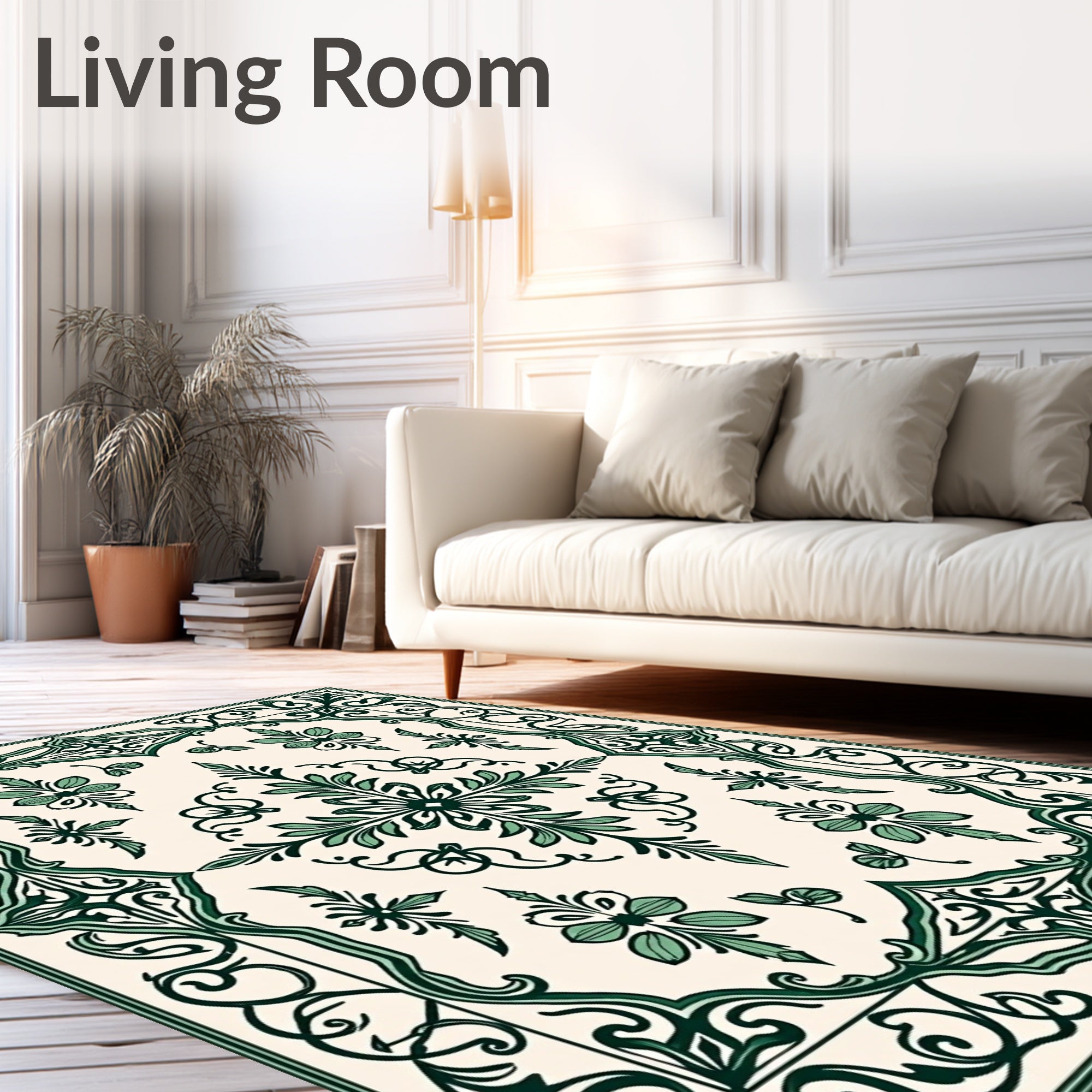 Vintage Floral Scrolling Border Design Rug