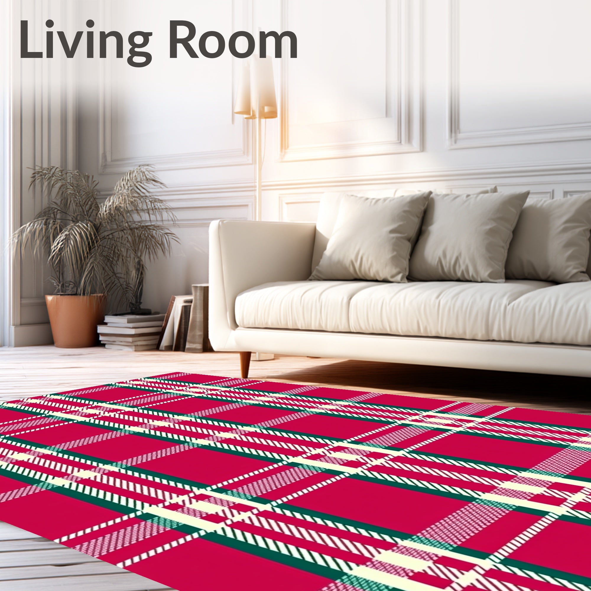 Classic Red Tartan Plaid Design Rug