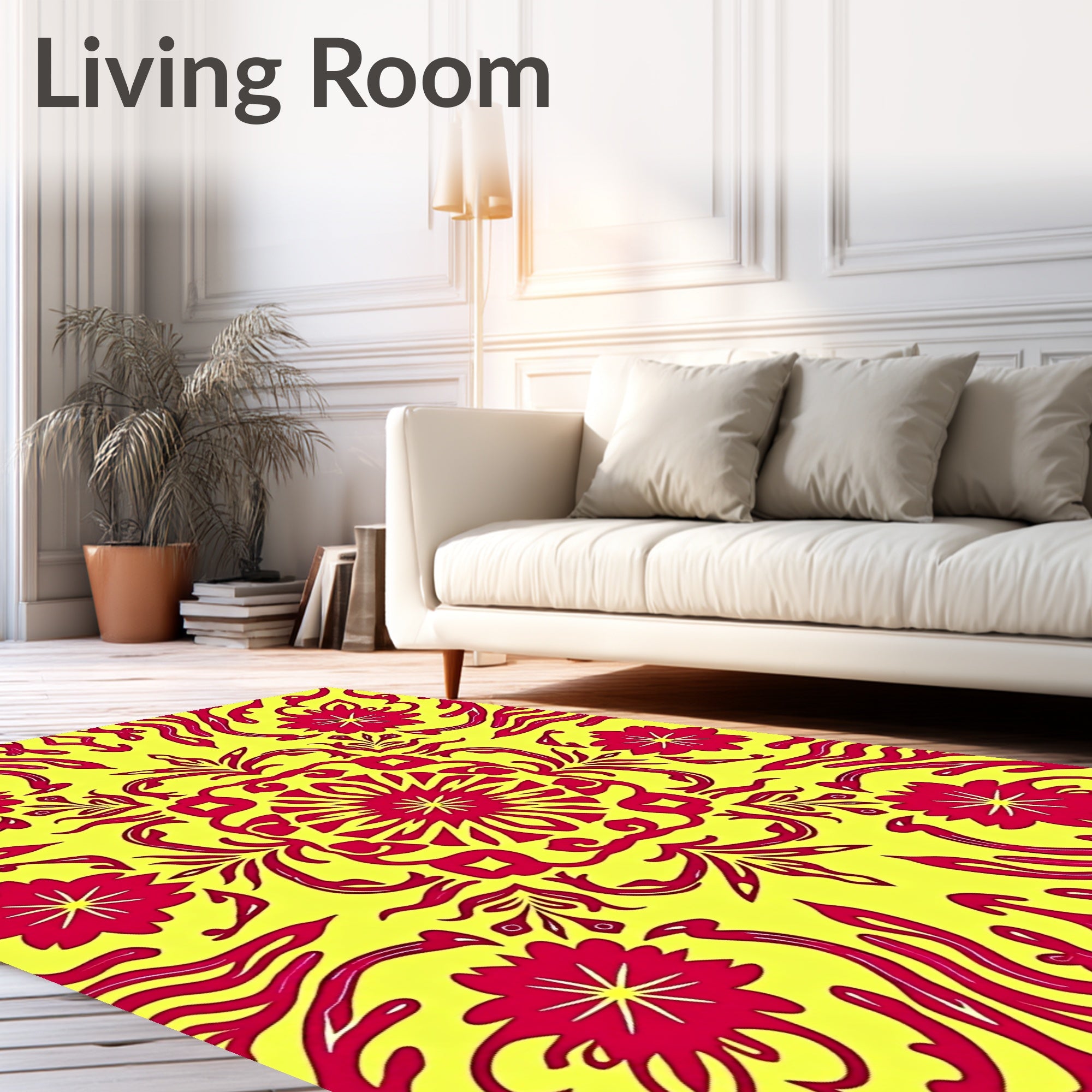 Radiant Red Floral Medallion Pattern Rug