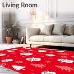 Festive Red Snowman Christmas Tree Rug
