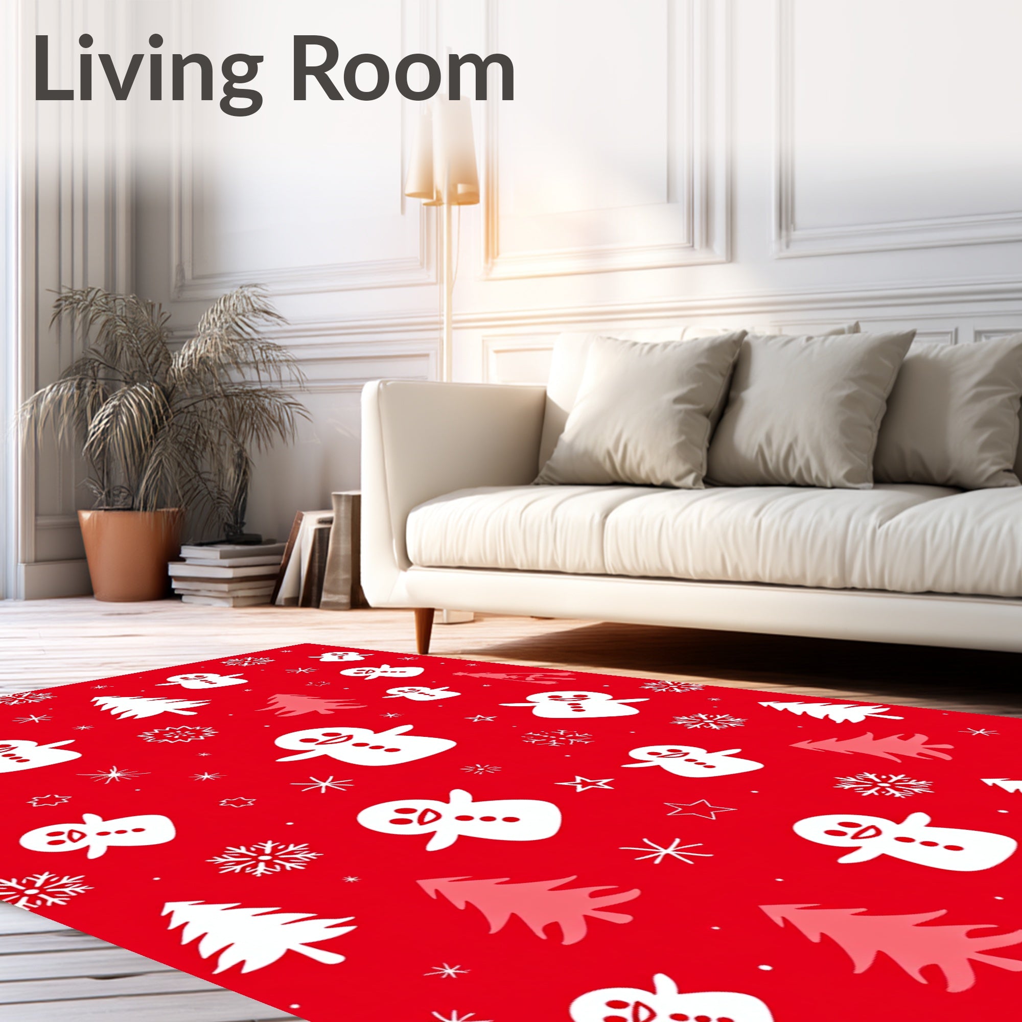 Festive Red Snowman Christmas Tree Rug