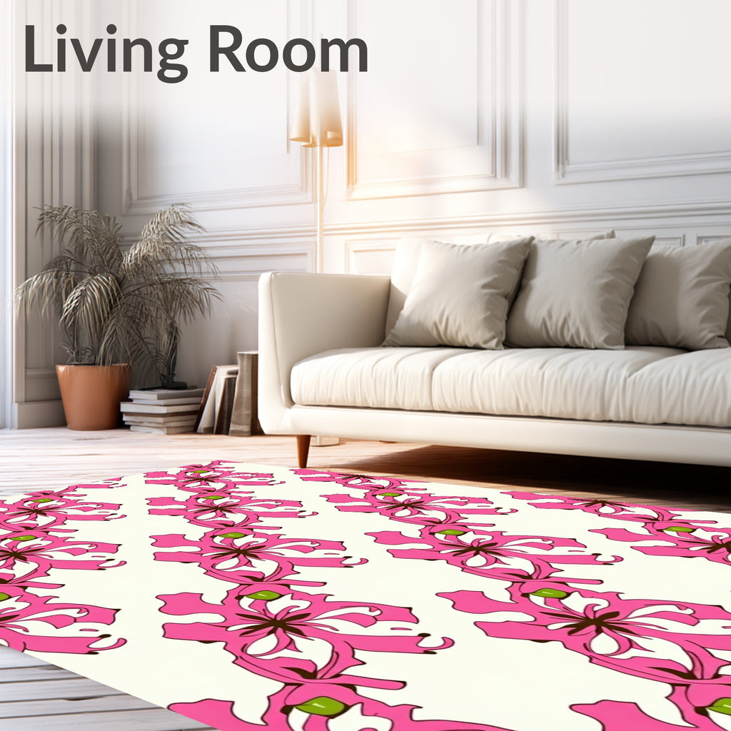 Bold Pink Floral Pattern Rug