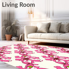 Bold Pink Floral Pattern Rug