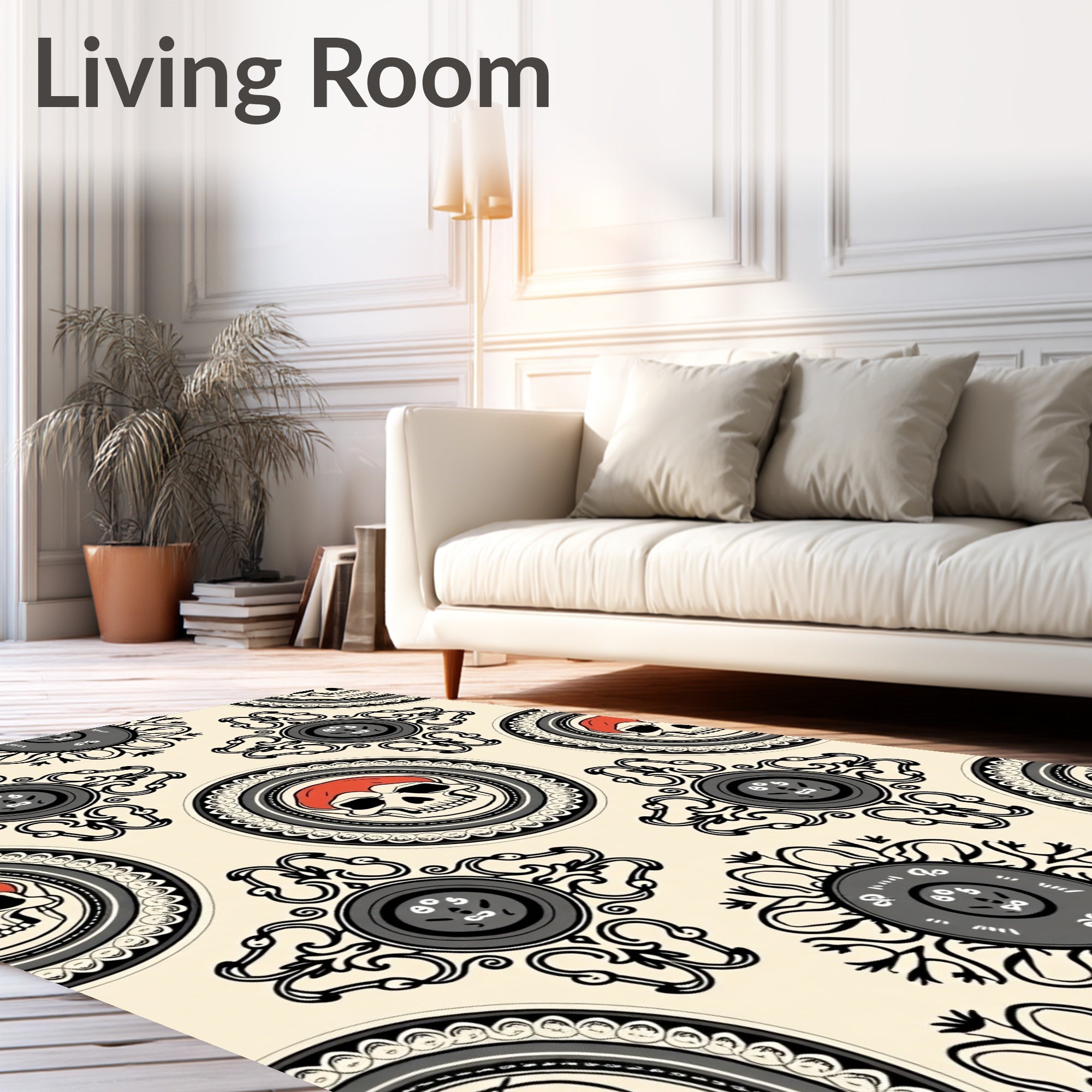 Gothic Skull Ornamental Pattern Rug