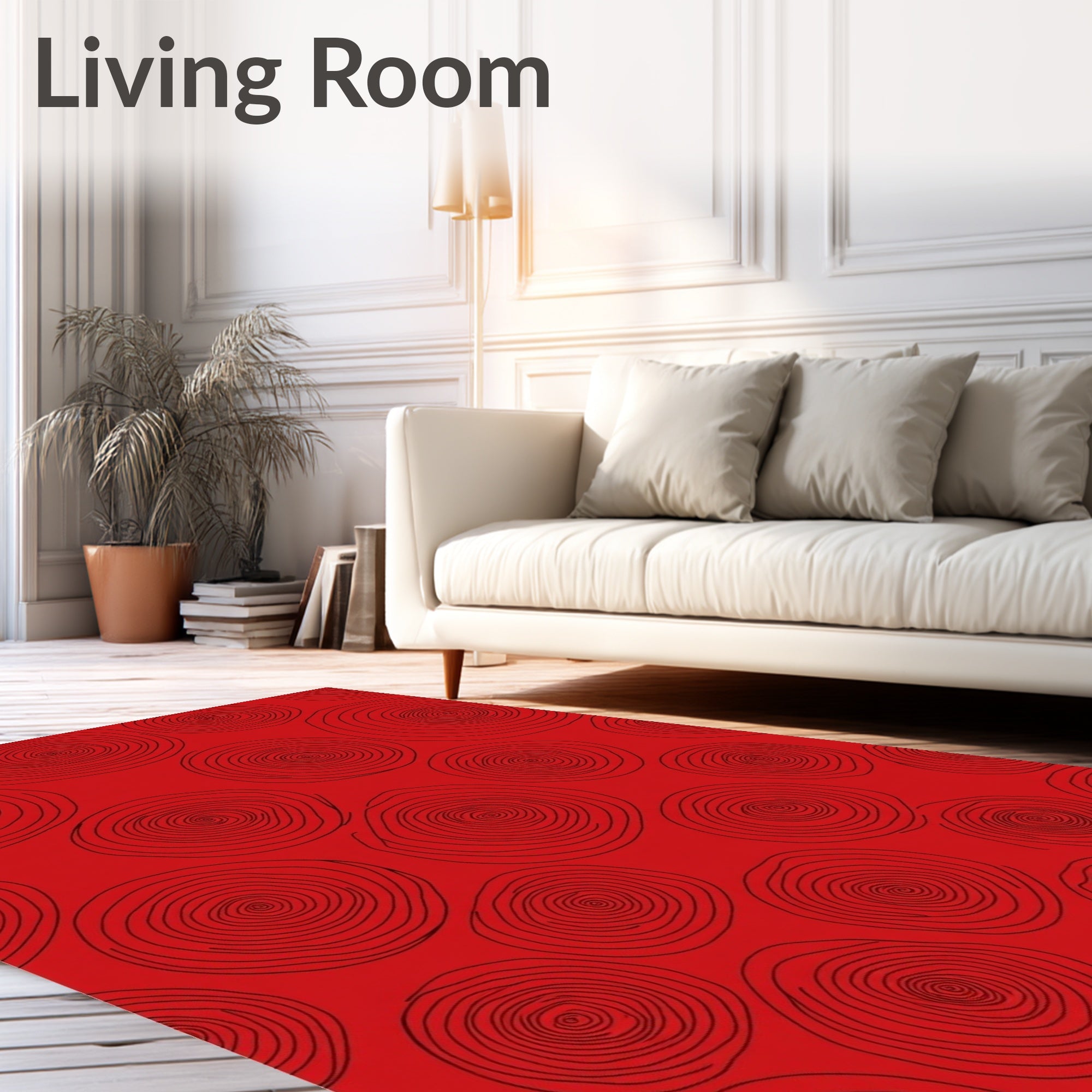 Bold Red Swirl Pattern Rug