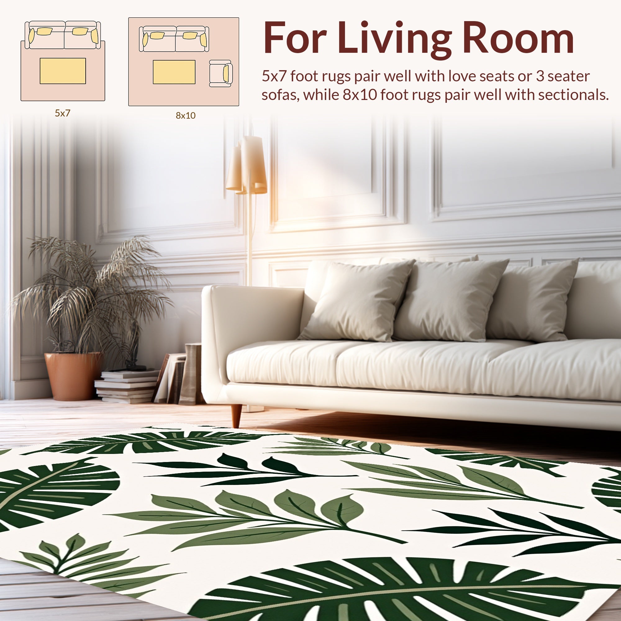 Forest Leaves Botanical Pattern Design Rug