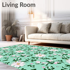 Daisies Berries Floral Pattern Design Rug