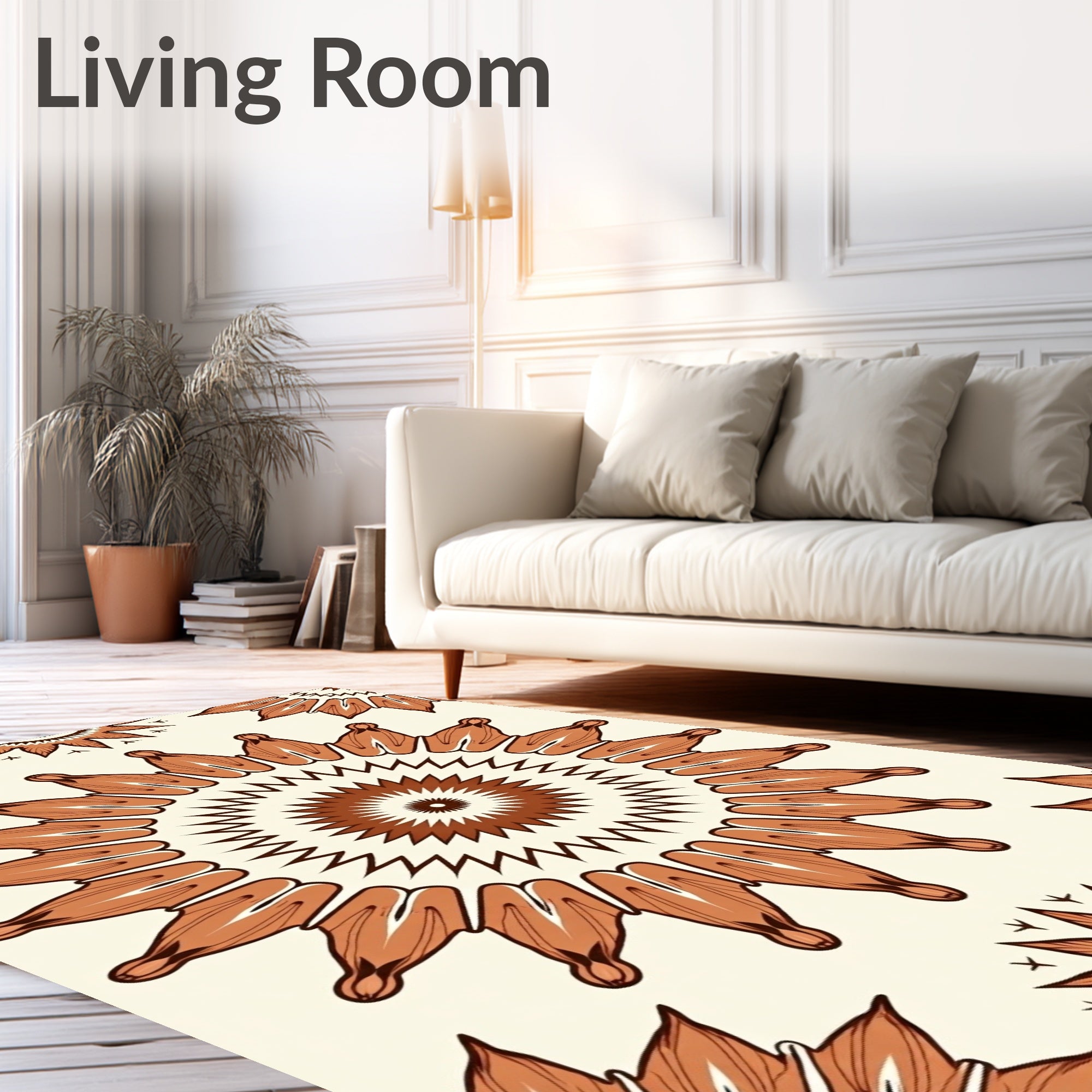 Brown Petal Mandala Pattern Rug