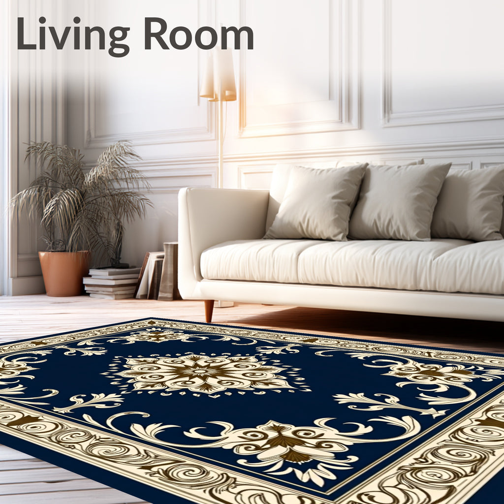 Ornate Floral Scrollwork Decorative Rug