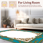 Elegant Teal 2 Gold Scrollwork Design Rug
