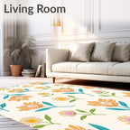 Retro Floral Pattern In Orange Teal Rug