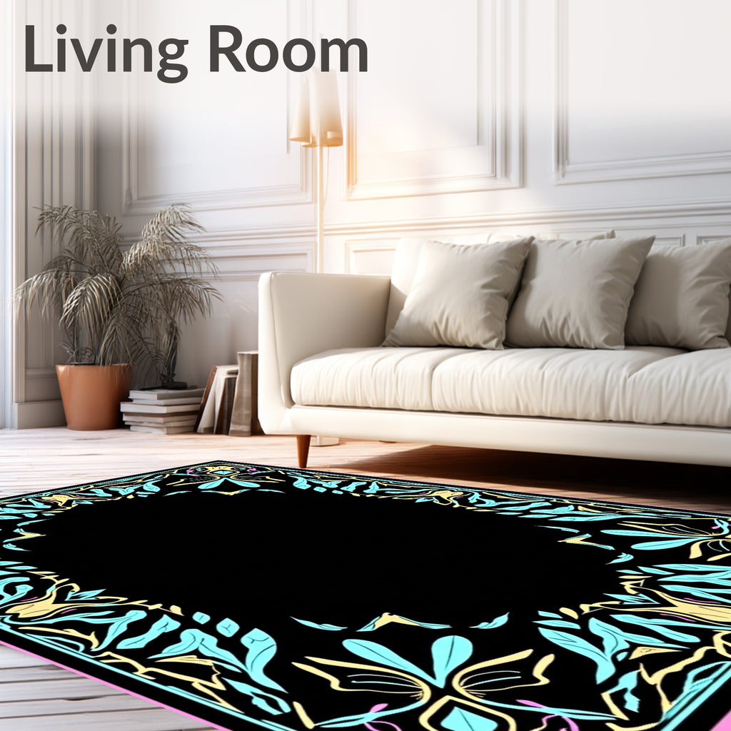 Art Nouveau Floral Pattern Frame Design Rug
