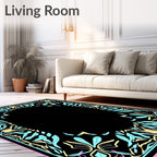 Art Nouveau Floral Pattern Frame Design Rug