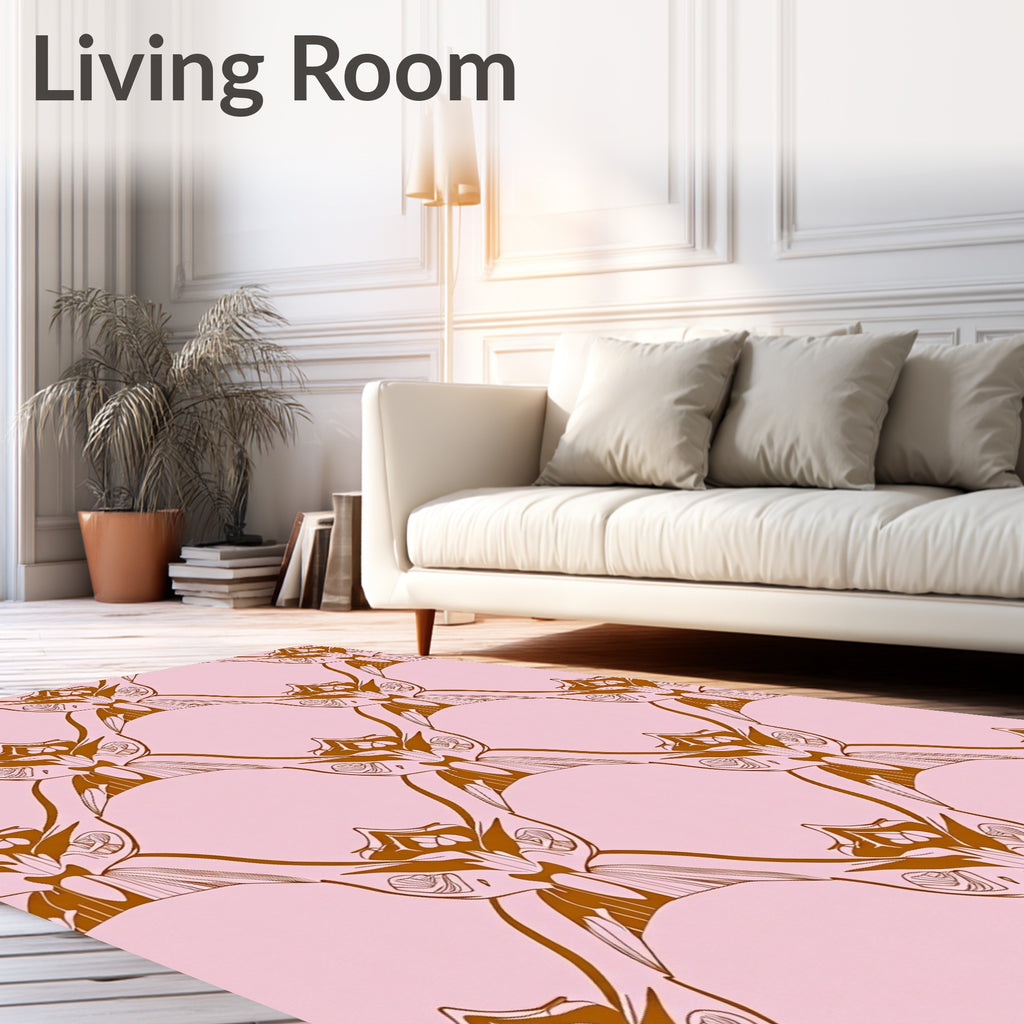 Art Nouveau Floral Style Brown Design Rug