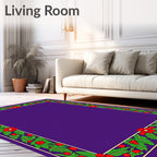 Floral Berry Leaf Border Design Rug