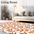 Contemporary Orange Leaf Pattern Rug