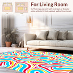 Vibrant Swirls Red Blue Yellow Pattern Rug