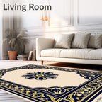 Ornate Floral Border Medallion Design Rug