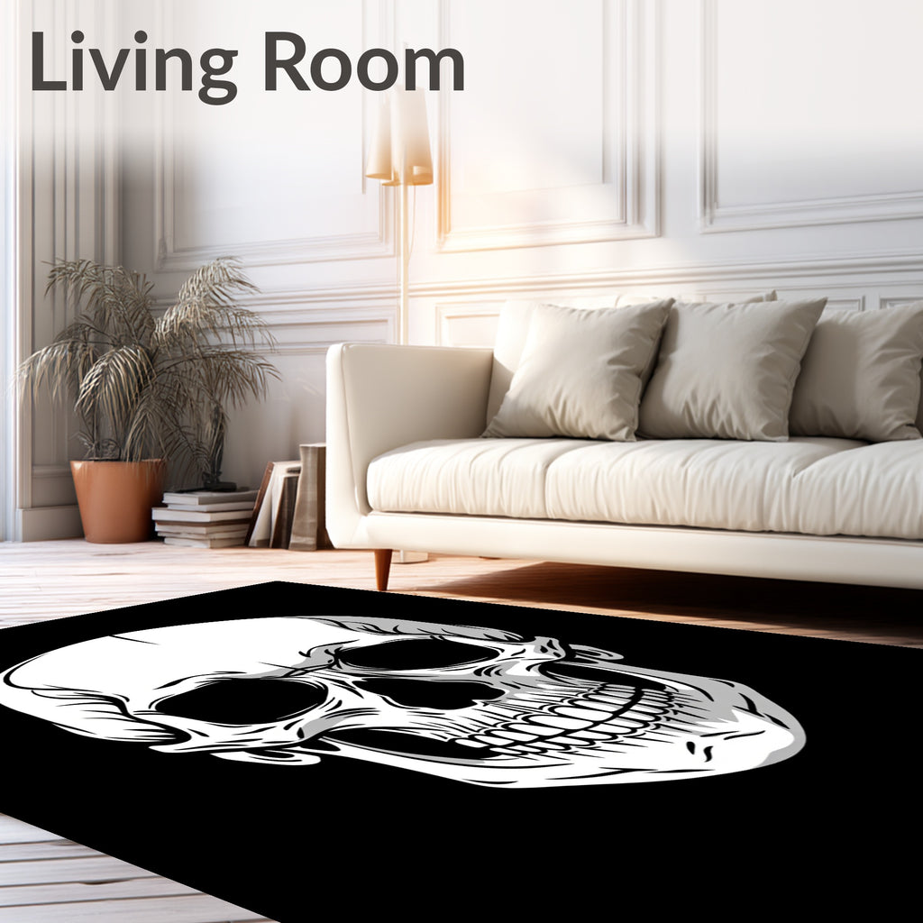 Monochromatic Skull Graphic Design Rug