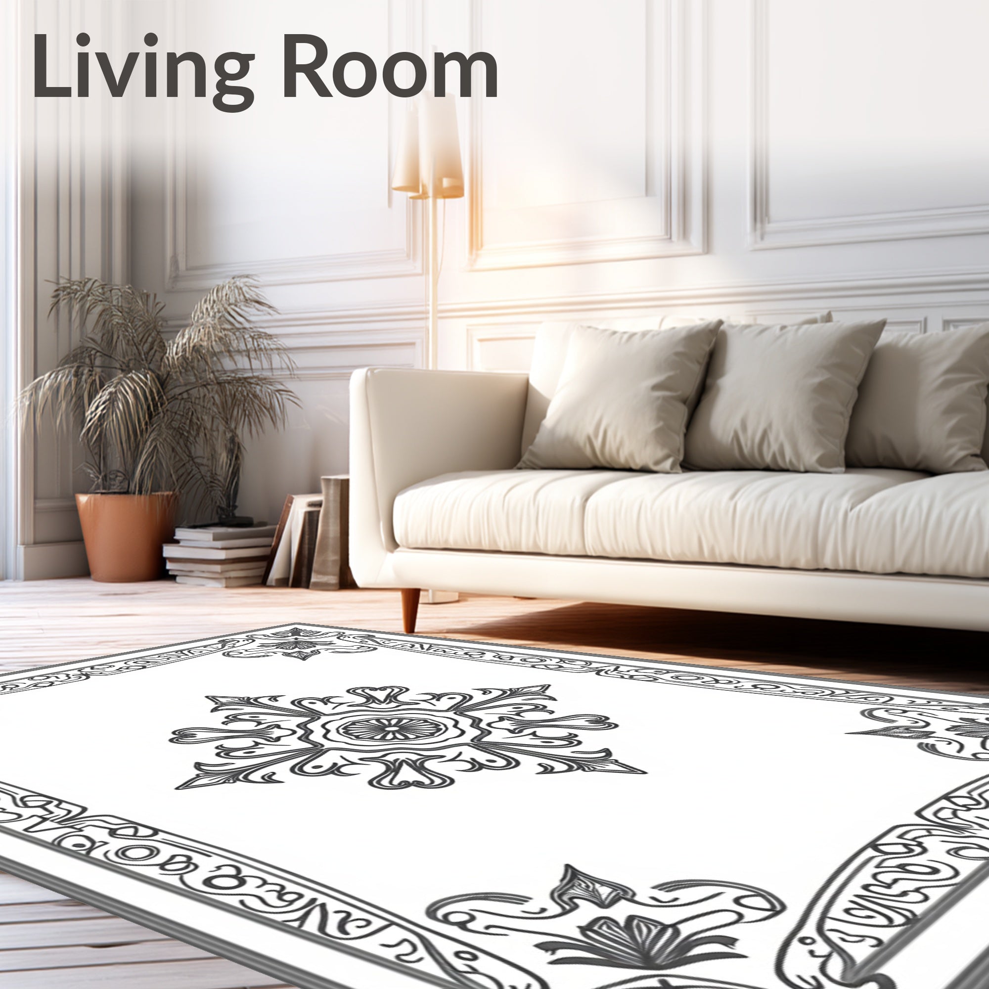 Classic Floral Scrollwork Decorative Rug