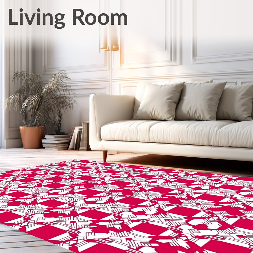 Red Geometric Art Deco Pattern Rug
