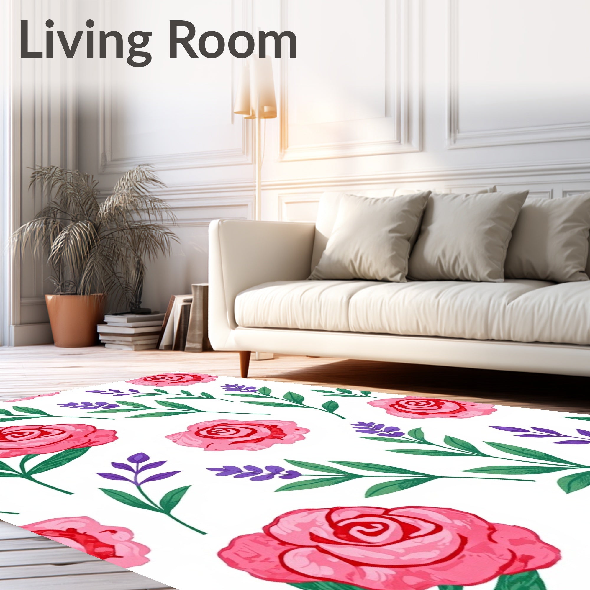 Pink Rose 2 Purple Herbal Meadow Rug
