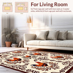 Rustic Rooster Floral Scroll Pattern Rug